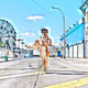 Burlesque performer M Dame Cuchifrita on the boardwalk in Coney Island, Brooklyn.